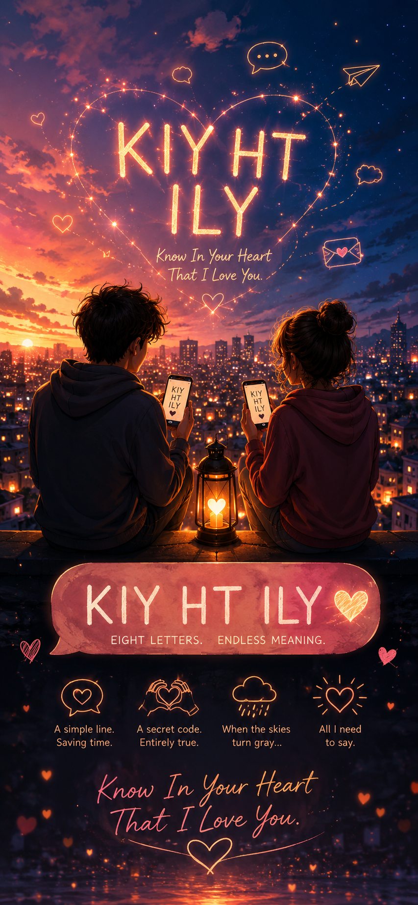 kiyhtily — a lantern lighting up a heart, two people sharing the moment